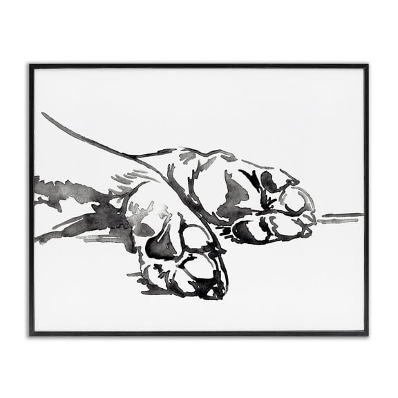 Stupell Industries Scandinavian Animal Paws Minimal Ink Linework Black Framed Giclee Art, 14 x 11, by Jennifer Paxton Parker