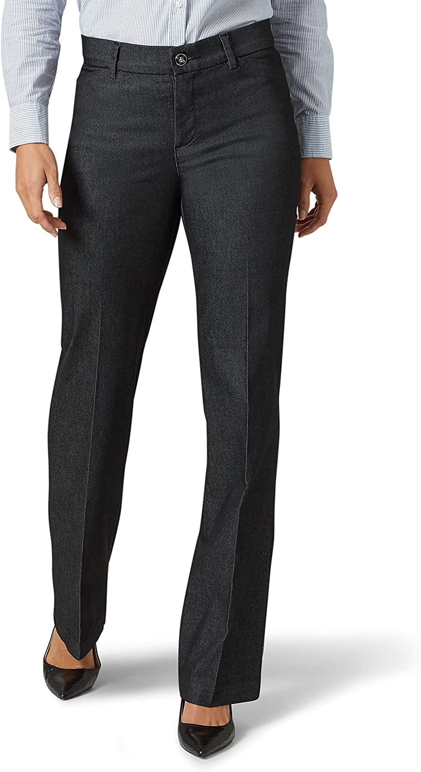 Lee Women's Flex Motion Regular Fit Trouser Pant 16 Short Black Rinse -  Walmart.com