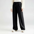 thumbnail image 3 of SNKSDGM Women's Plus White Linen Pants Women Beach Womens Dress Pants Wide Leg Mid Rise Women's Solid Color Sweatpants Cozy Loose Pants for Fall and Winter, 3 of 4