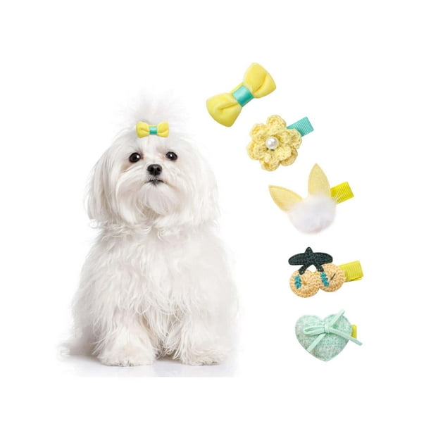 5 Pcs Cat Dog Hair Bows Girls Puppies Hair Barrettes Cute Bow Flower Crown Hairpin Head Flower Hair Pins Cat Puppy Party Birthday Hair Accessories