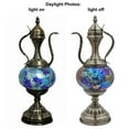thumbnail image 5 of SILVERFEVER Mosaic Turkish Teapot Lamp Moroccan Glass for Table Desk Bedside Bronze Base Bundle with E12 Light Bulb Spring Pastels, 5 of 9