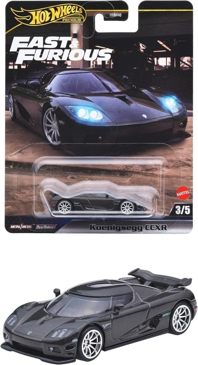 Hot Wheels Fast & Furious Timeless Icons Premium Diecast Cars, Koenigsegg CCXR and Agera R, Purple and Black, Metal, 2-Pack Collection