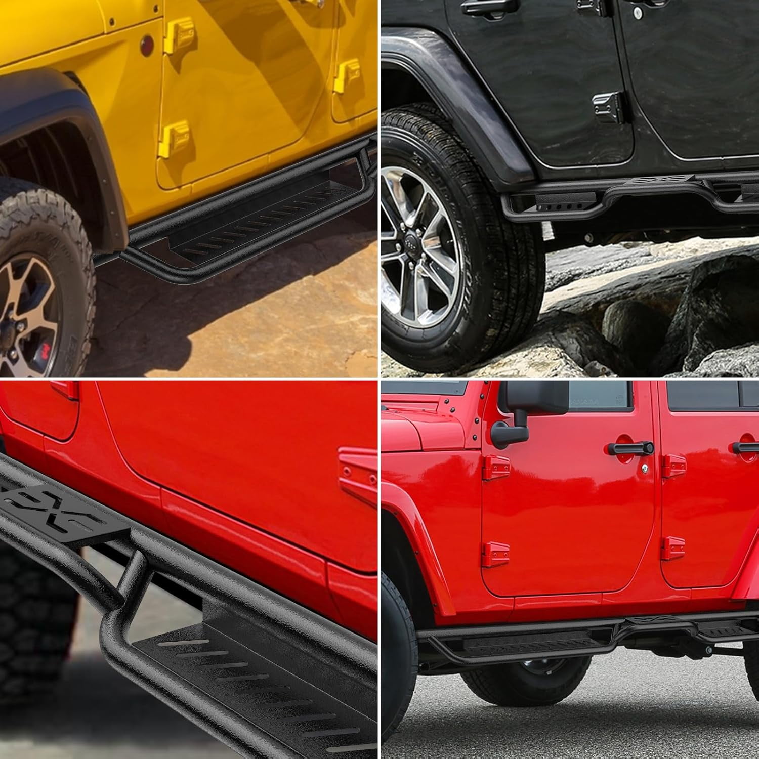 COZONY Running Boards for 2007-2018 Jeep Wrangler JK 4 Door, Bolt-on Side Steps, Black Powder Coated 6 inch Nerf Bar, 650lbs Max Load