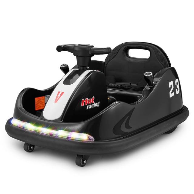 VOLTZ TOYS 12V Kids Bumper Car, Indoor & Outdoor 2 Modes, 360°Rotation Electric Ride On Car Dual Motors w/ Parent Remote Control and Customized Stickers(Black)