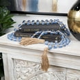 thumbnail image 2 of DecMode Handmade Round Long Light Blue Glass Garland with Tassel with Knotted Brown Jute, 2 of 11