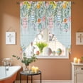 thumbnail image 4 of Easter Eggs Swag Kitchen Curtain Valances, Spring Yellow Pink Floral Leaves Light Green Wood Grain Rod Pocket Curtains Window Treatment Decor Valances for Bedroom Bathroom, 2 Panels 36 x 45 Inch, 4 of 9