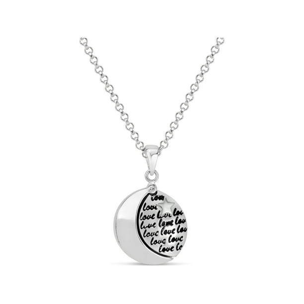 Forever New Sterling Silver Oxidized Love You To The Moon And Back Hidden Message Pendant 18 Walmart Com Walmart Com