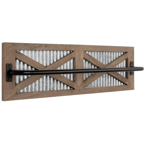 Autumn Alley Wooden Barn Door Farmhouse Towel Rack with Galvanized Metal - Farmhouse Bathroom Decor