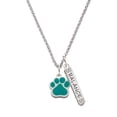 thumbnail image 1 of Delight Jewelry Silvertone Large Teal Paw Silvertone Balance Bar Charm Necklace, 23", 1 of 4