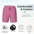 thumbnail image 4 of Kdxio Pink Gingham Print Men'S Swim Trunks With Compression Liner 7 Inch Inseam Quick Dry Swim Shorts, 4 of 7