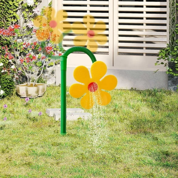 New Crazy Daisy Sprinkler-360° Rotating Dancing Flower Water Sprinkler for Lawn & Garden, Fun Irrigation Tool for Yard Watering Kids & Pets Playing, Durable Plastic Base with Vibrant Design Yellow
