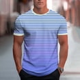 thumbnail image 2 of Zekutng Mens T-Shirts Striped Printed Crew-Neck Short-Sleeve Casual Shirt,Sizes M-3XL, 2 of 5