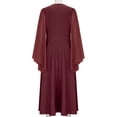 thumbnail image 4 of KICILVS Witch Costume Women Bell Sleeves Lace Up V Neck Renaissance Medieval Larp Dress Cosplay A Line Maxi Swing Dress, 4 of 5