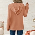 thumbnail image 6 of Felirenzacia Hoodies for Women Waffle Knit Long Sleeve Drawstring Button V Neck Casual Pullover Sweatshirt Hooded Tops, 6 of 6