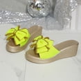 thumbnail image 4 of HomeDM Womens Wedge Platform Sandals Bow Knot Slip on Open Toe Beach Slide Sandals, Yellow Size 6, 4 of 9