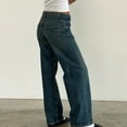 thumbnail image 5 of Oplxuo Womens Straight Leg Jeans - Basic Washed High Waisted Streetwear Denim Pants with Pockets, 5 of 7