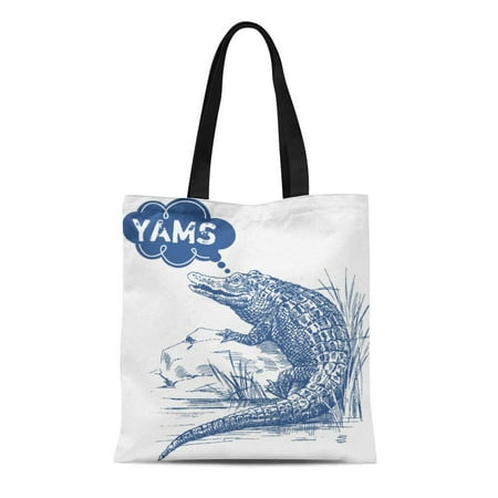 Crocodile Alligator Genuine Leather - LADDKE Canvas Tote Bag Gator Random Thoughts Crocodile Alligator Funny Croc Reptile Reusable Handbag Shoulder Grocery Shopping Bags