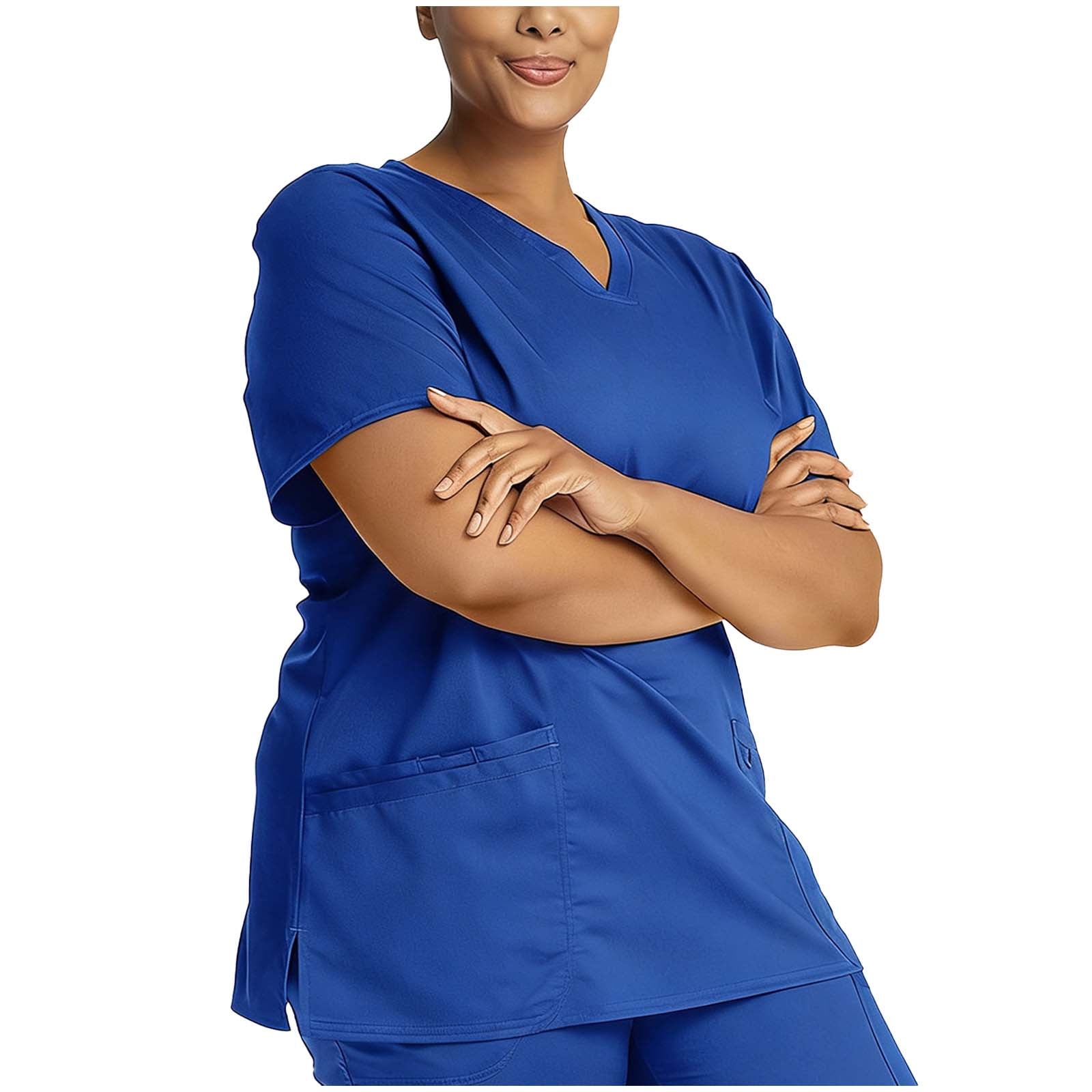 Women's Breathable Scrub Set - Comfy Loose Fit V-Neck & Straight Pants, Easy Care Moisture-Wicking Nursing Uniform