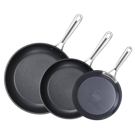 Cooks Standard Frying Omelet Pan Set, 3-Piece Classic Hard Anodized Nonstick 8-Inch/10.5-Inch/12-Inch Sauté Skillet Egg Pan, Black