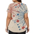 thumbnail image 4 of Iaqnaocc 4th of July Scrubs for Women American Flag Stars Nurse Working Uniforms Retro V-Neck Side Slits Scrub Tops July 4th Celebration Short Sleeve Medical Freedom Workwear Dark Blue XL, 4 of 4