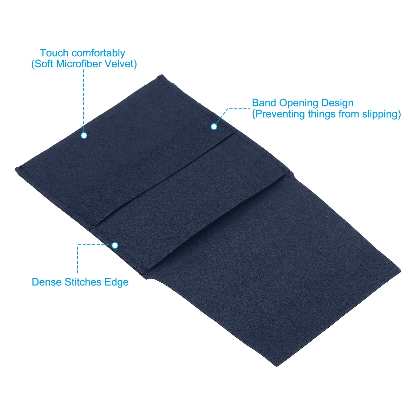 Unique Bargains Microfiber Portable Jewelry Pouches with Band Navy Blue