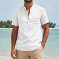 thumbnail image 2 of hotojiny Men's Casual Henley Shirt Breathable Short Sleeve Shirt for Mens Summer Beach T-Shirts Vacation Outfit, 2 of 7