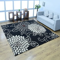 Rugsotic Carpets Hand Tufted Wool Eco-Friendly Area Rugs - 8'x8', Square, Black, Modern Contemporary Design, High Pile Handmade Anti Skid Rugs for Living Room, Bed Room (K00664)