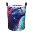 thumbnail image 1 of Balery Starry Multicolored Wolf Cesta de ropa redonda con asas, impermeable, independiente, para ropa, juguetes, dormitorio y familia-Small, 1 of 6