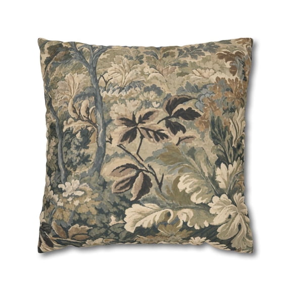 Muted Sage Green and Dusty Blue Floral Botanical, Polyester Velvet Throw Pillow Cover Only