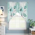 thumbnail image 6 of Turquoise Flowers Kitchen Window Curtains, Swag Curtains Valance for Bedroom Living Room Bathroom, Farmhouse Gradient Floral Plants Rod Pocket Window Treatment Curtain Block Drapes 2 Panels 36"x63", 6 of 9