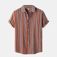 thumbnail image 2 of Outfmvch Chemises à Manches Longues pour Hommes Chemise Décontractée à Rayures Verticales Chemise à Manches Courtes Col Rabattu Chemise Hauts pour Femmes Rouge, 2 of 8