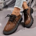 thumbnail image 2 of Ladies Wingtip Brogue Chunky Platform Oxford Shoes Comfortable Lace Up Leather Non Slip Retro Dressy Shoes, 2 of 7