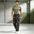 thumbnail image 4 of Camouflage Cargo Pants for Men Straight Leg Relaxed Fit Elastic Waist Drawstring Outdoor Workwear Pants, 4 of 7