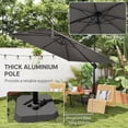 thumbnail image 3 of Parasol Déporté de 10 Pi pour Patio avec Base Lestée, Rotation à 360° et 5 Réglages d'Inclinaison, Auvent en Polyester Gris Foncé UPF30+ pour Terrasse, Jardin, au Bord de la Piscine et Salle à Manger Extérieure, 3 of 7