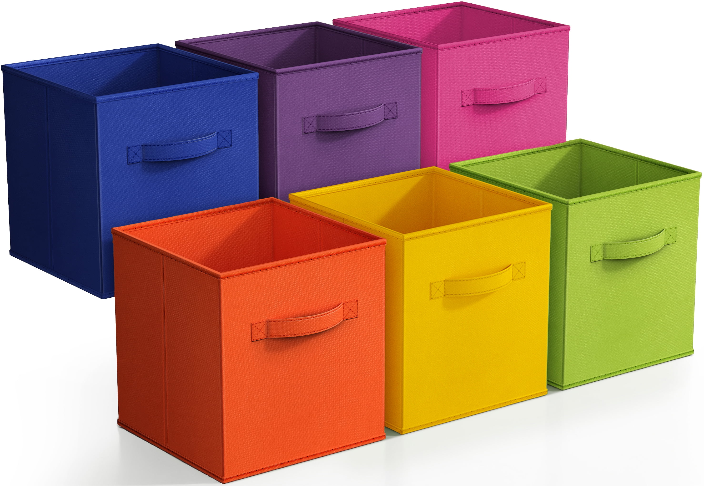 Sorbus Fabric Storage Bins 11" Foldable Cubes Multicolored With Handles For Pantry, Cubbies, Toy And Closet Organization- 6Pk