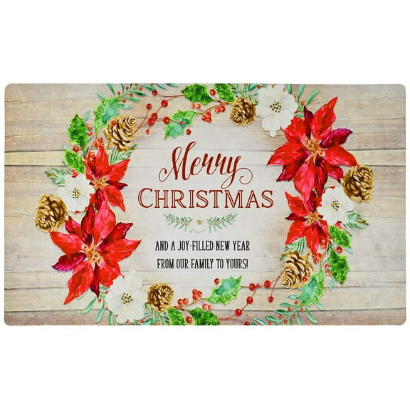 Christmas Welcome Doormat Front Door Mat, Rubber Back Non Slip Door Mat Entrance Rug Shoe Scraper 17.2" x 28.75", Low-Profile Printing Mat for Entry, Garage, Patio, High Traffic Areas (Red Merry)