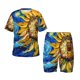 thumbnail image 1 of Balery vintage Starry Sunflower Conjunto de Pijama Infantil de Manga Corta con Estampado – Ropa de Dormir de Algodón Suave-Small, 1 of 6