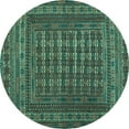 thumbnail image 1 of Ahgly Company Machine Washable Indoor Round Southwestern Turquoise Blue Country Area Rugs, 6' Round, 1 of 4