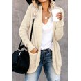 thumbnail image 3 of Borke Womens Long Sleeve Open Front Waffle Chunky Knit Cardigan Sweater Outwear, 3 of 6