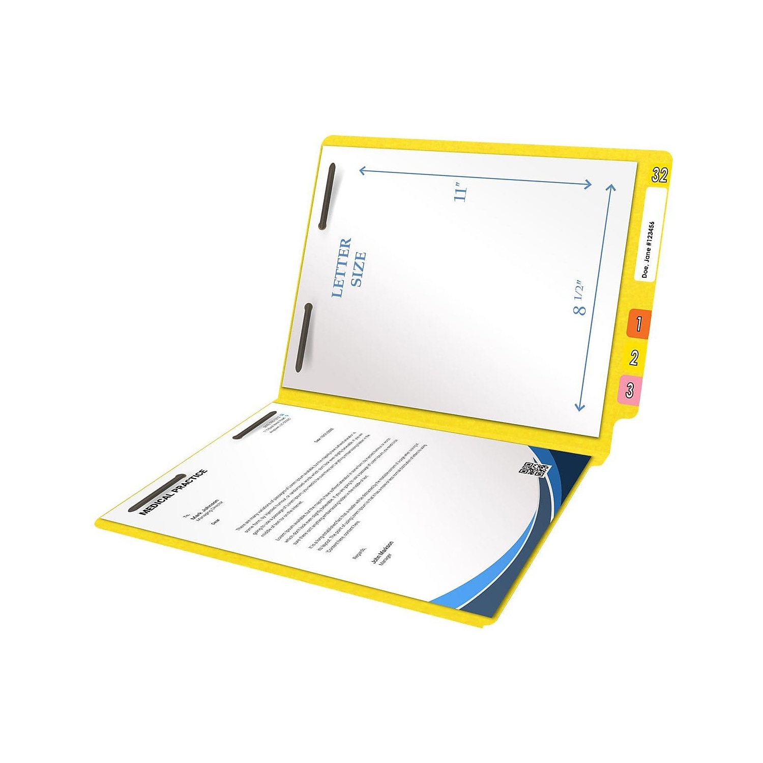 Medical Arts Press Heavy-Duty End Tab File Folder Straight Cut Letter-Size Yellow 40/Box