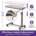 thumbnail image 4 of KEKOY Overbed Table with Wheels, Easy Height Adjustable Bedside Table for Bed for Elderly, Rolling Bed Tray Table for Eating & Reading, Stable Support for Medical Home Care and Hospital Use, 4 of 9