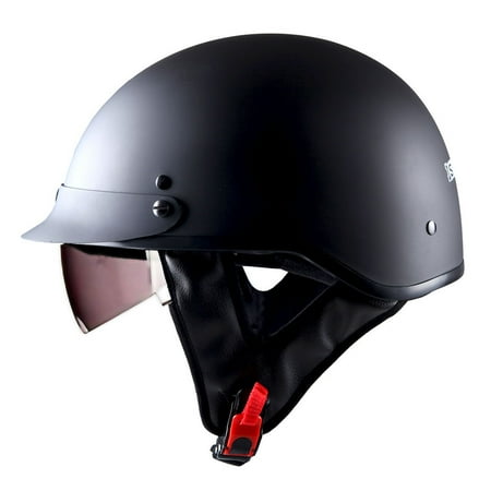 Air Force Pilot Flight Helmet 1STorm Motorcycle Half Face Helmet Mopeds Scooter Pilot with retratable Inner Smoked Visor, Matt Black ()