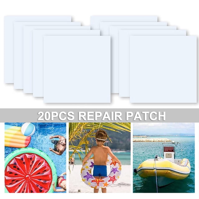 LJNYFDC Patchs de Réparation en TPU Haute Résistance 20 Pcs Kit de Réparation de Piscine Auto-Adhésif Forte Adhérence Imperméable Patch de Réparation de Lit d'Air Gonflable pour Entretien de Piscine