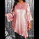 thumbnail image 5 of Blusa Holgada con Cuello Redondo y Mangas de Puntos, Dobladillo Irregular, Talla Grande 2025 para Mujer Brillantina 5XL, 5 of 8