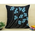 thumbnail image 6 of S4Sassy Black Floral Embroidered Square Bed Pillow Case Cotton Pillowcases Home Decor-24 x 24 Inches, 6 of 7