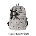 thumbnail image 2 of HUISZJ Corduroy Bow Printed Backpack, Large Capacity School Backpack With Bowknot, Reusable Shoulder Bag for Work School Outdoor (Grey), 2 of 6