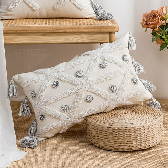 Nvzi Fundas de almohada bohemias súper suaves, cojines decorativos para sofá de primavera, cojín para sala de estar, 12 x 20 pulgadas, F