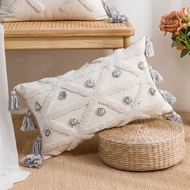 Nvzi Fundas de almohada bohemias súper suaves, cojines decorativos para sofá de primavera, cojín para sala de estar, 12 x 20 pulgadas, F