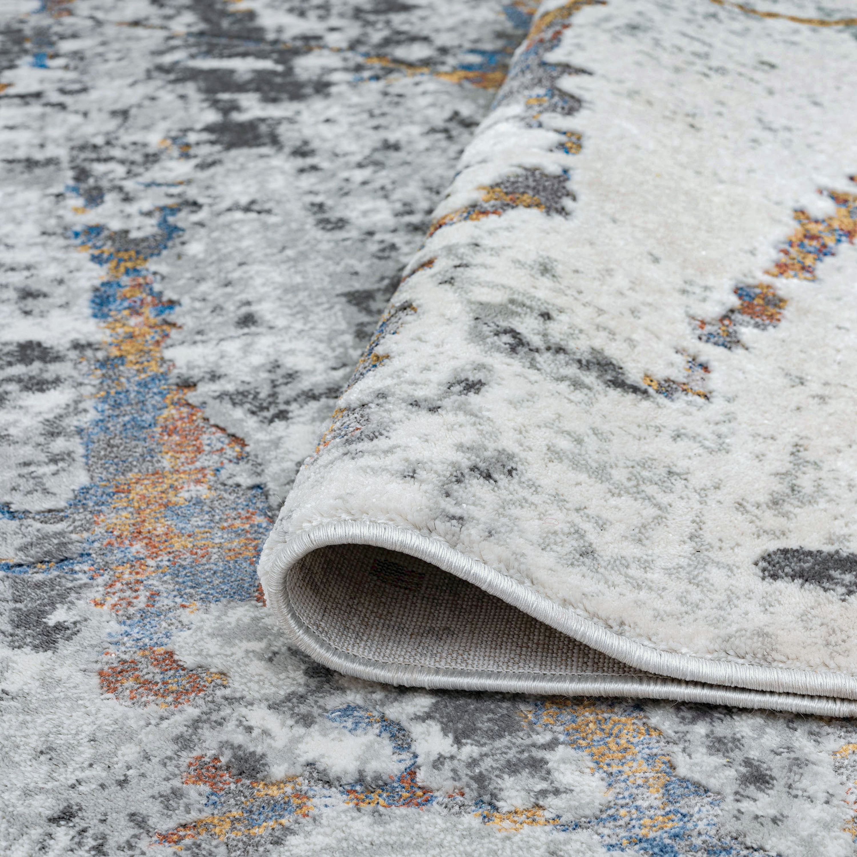 Contemporary 5x8 Area Rug (5'3'' x 7'3'') Abstract Gray, Teal Living Room Easy to Clean