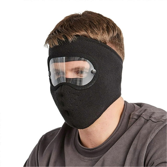 Windproof Anti Dust Face Mask Cycling Ski Breathable Masks Fleece Face Shield Hood Caps with HD Goggles Cycling Cap